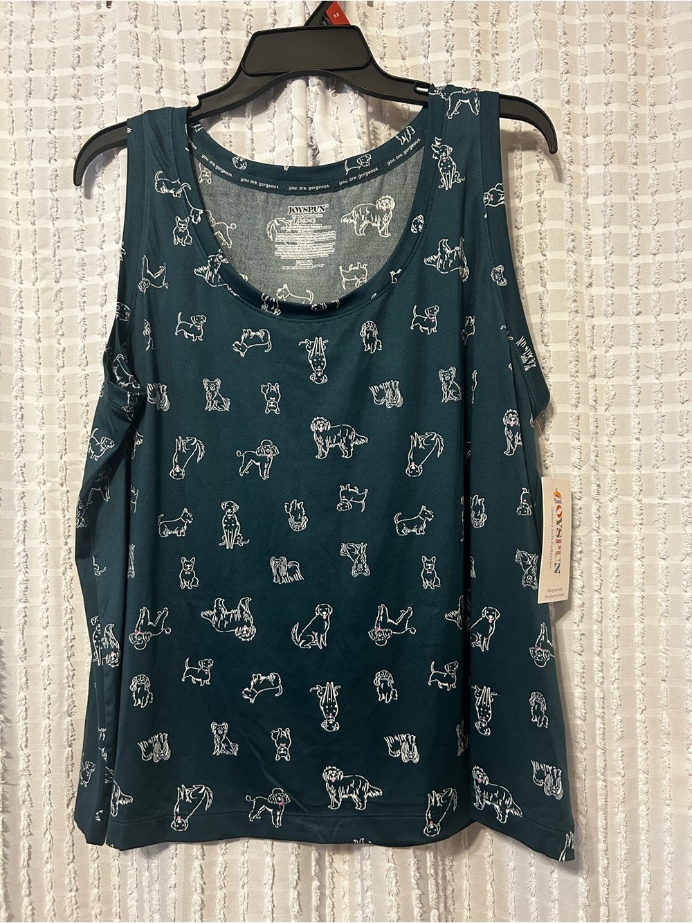 Joyspun Women’s 16-18 Teal Dog Print-PJ Tank Top